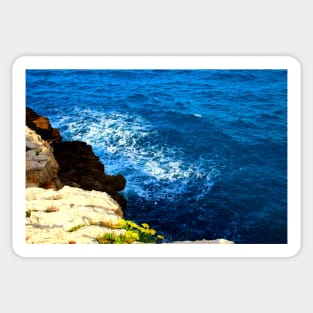 View from a high rocky coast of Polignano a Mare at the wavy Adriatic sea Sticker